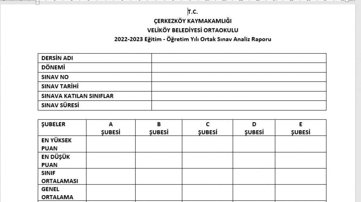 Okulumuzda İlk Dönem Gerçekleştirilen Ortak Sınavların Analizleri Yapıldı